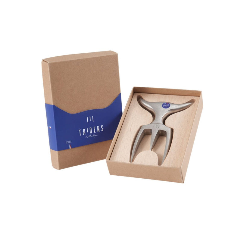 Brushed tridens fork with wooden base - Tridens