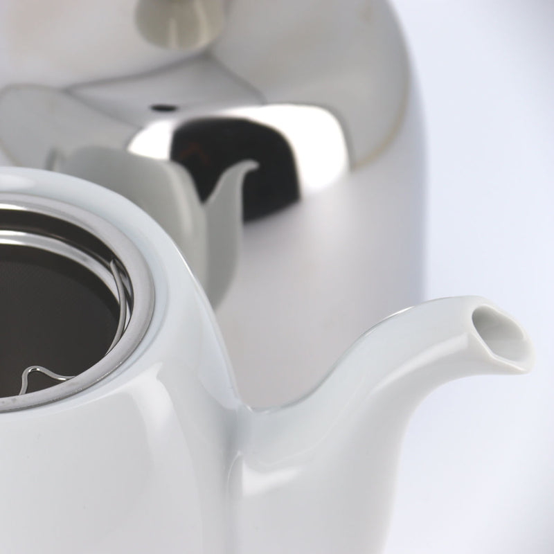 Degrenne Salam Teapot – 4-Cup Model, White Porcelain and Mirror Lid