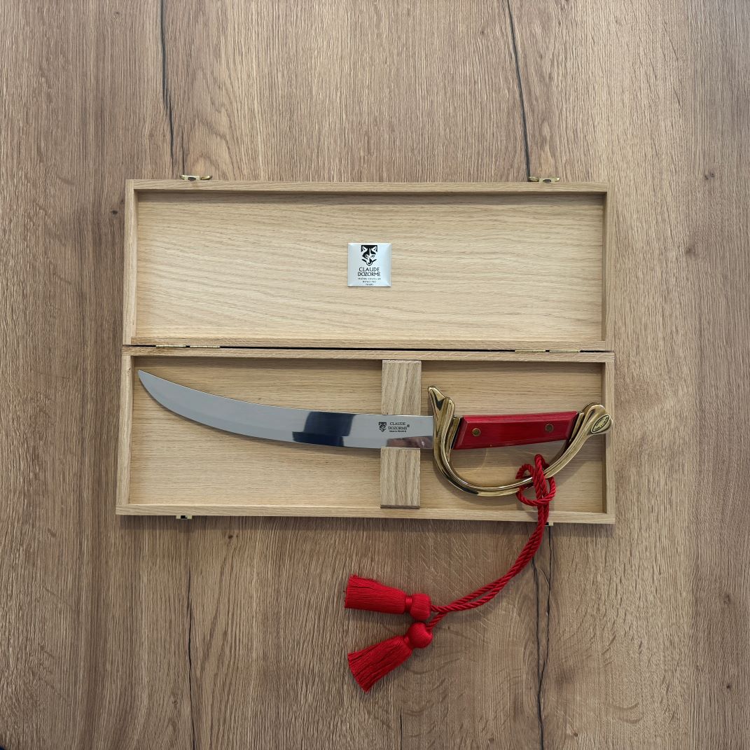 Napoleon Champagne saber Ney grip handle in a oak box topshot