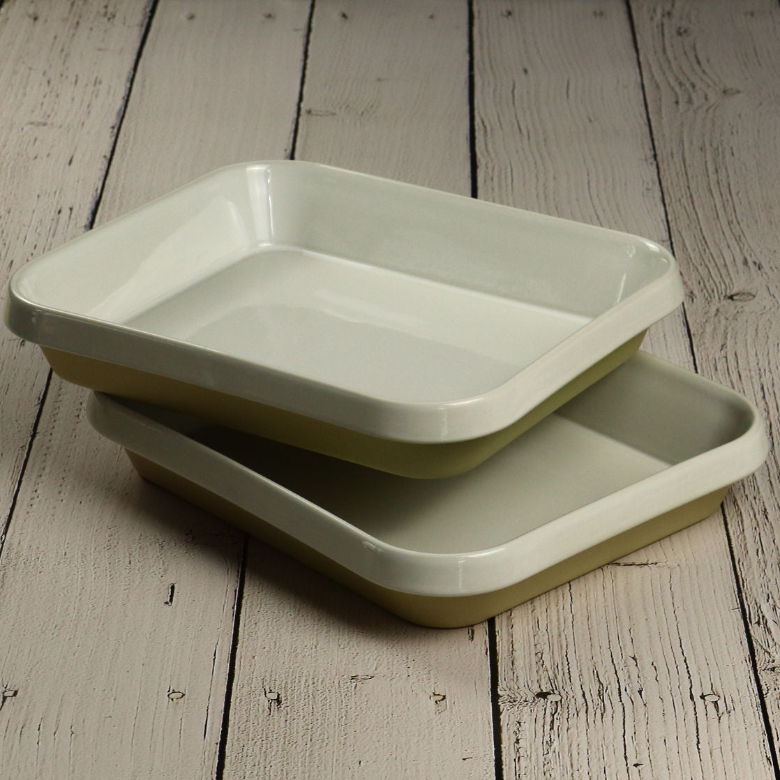 Rectangular white terracotta dish 31x26cm - Manufacture de Digoin