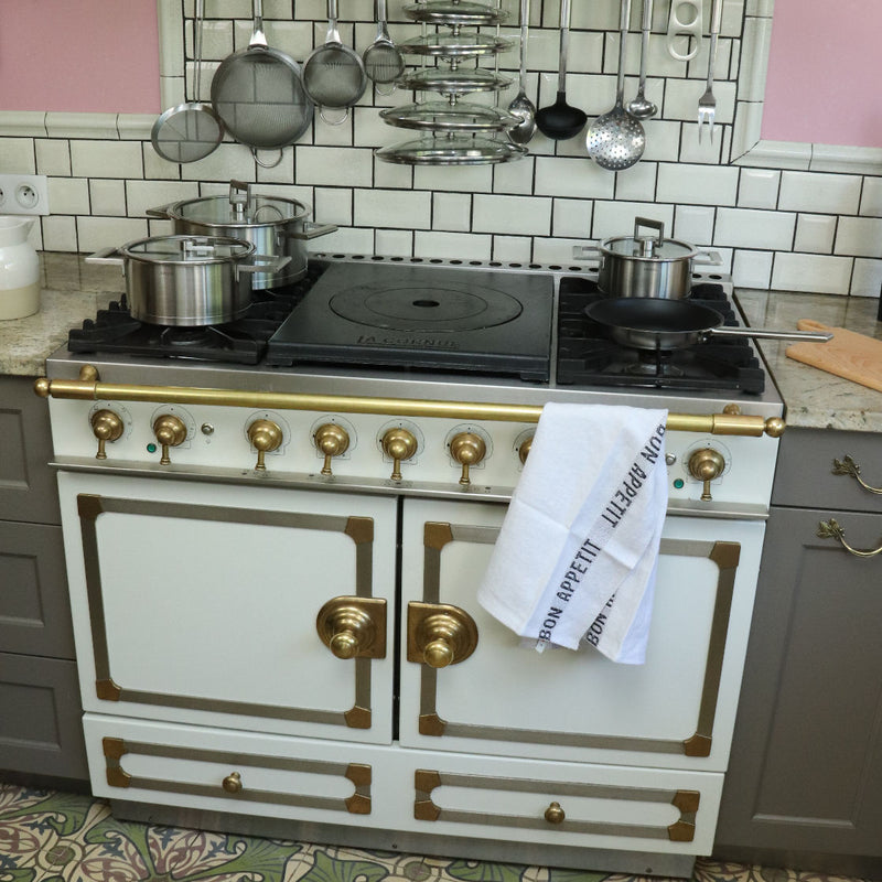 Cristel Fryingpans set and Cristel Saucepans set in a French Kitchen