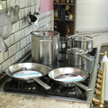 Cristel Fryingpans set and Cristel Saucepans set in a French Kitchen