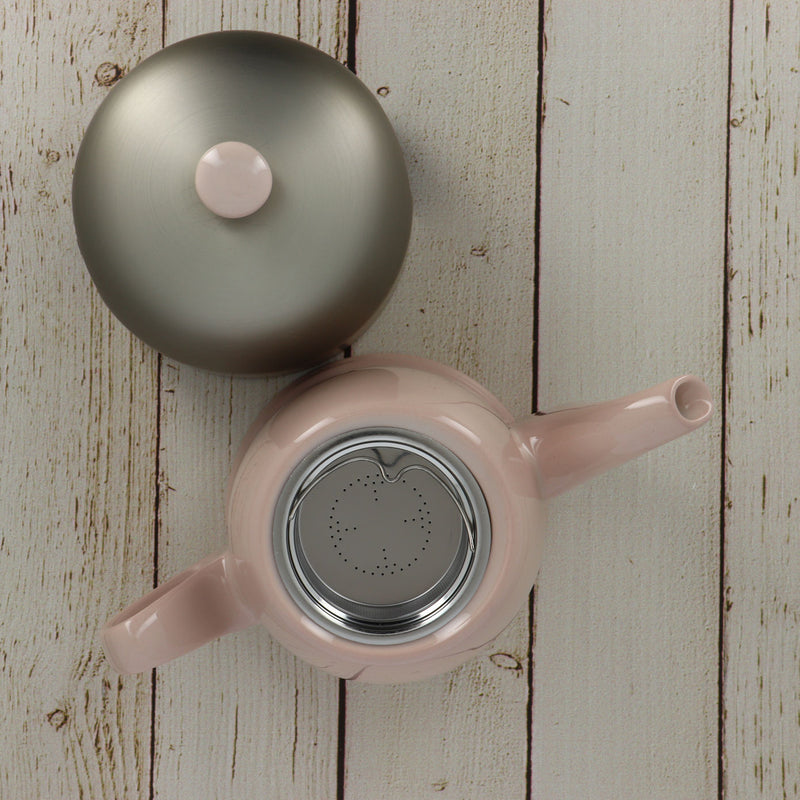Tea pot pink zinc aluminium Lid 4 cups