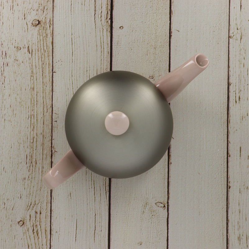 Tea pot pink zinc aluminium Lid 4 cups