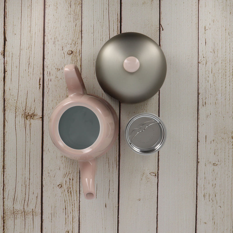 Tea pot pink zinc aluminium Lid 4 cups