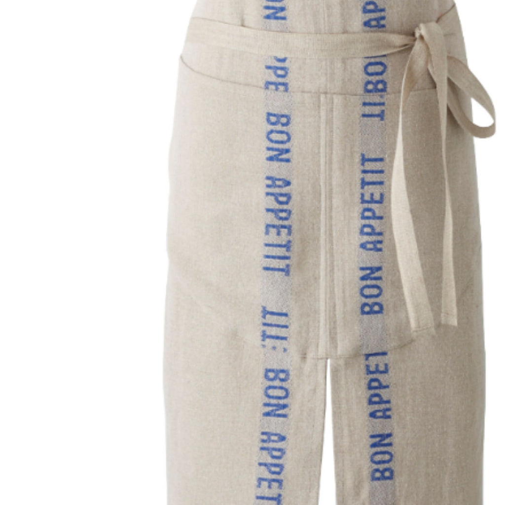 Charvet Edition Linen Apron BON APPETIT White Background Zoomed