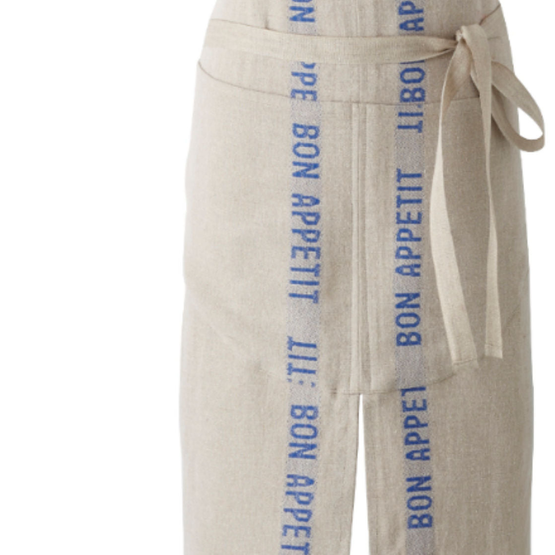 Charvet Edition Linen Apron BON APPETIT White Background Zoomed
