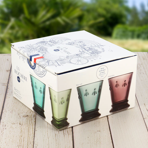 La Rochere glasses australia - Box of four colored bee glasses
