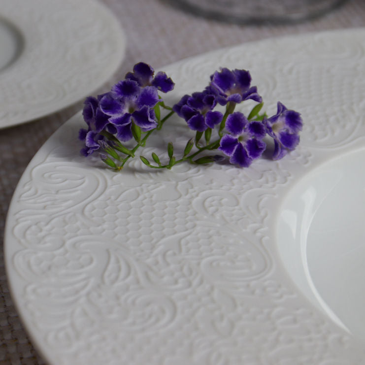 Degrenne Round shallow bowl zoomed with blue flower