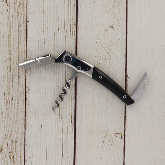 Thiers corkscrew ebony wood handle 2 levels topshot
