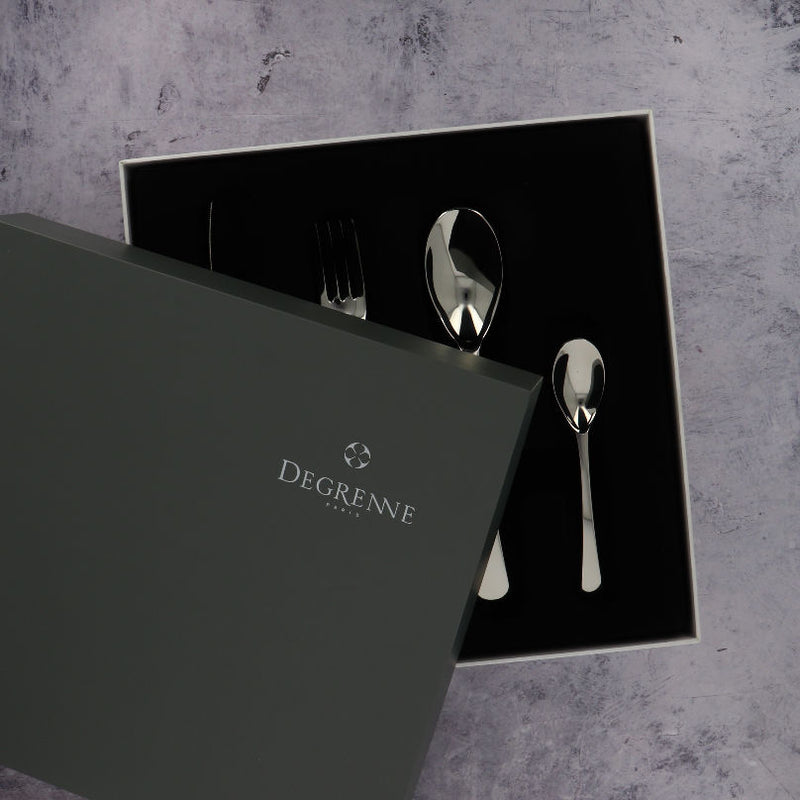 Degrenne 24 pieces grey box solid handle