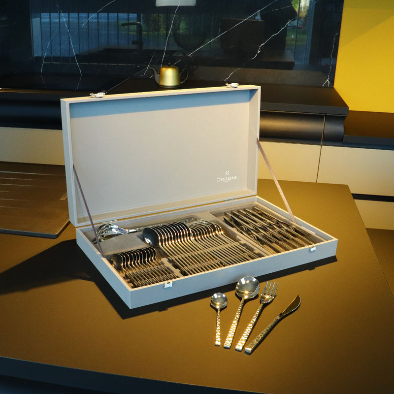 Degrenne 50 pieces handle serrated open grey box