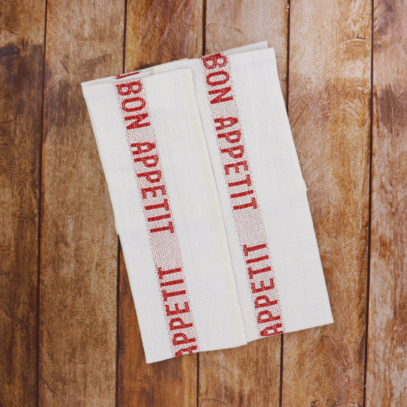 Tea Towels BON APPETIT Red 100% linen