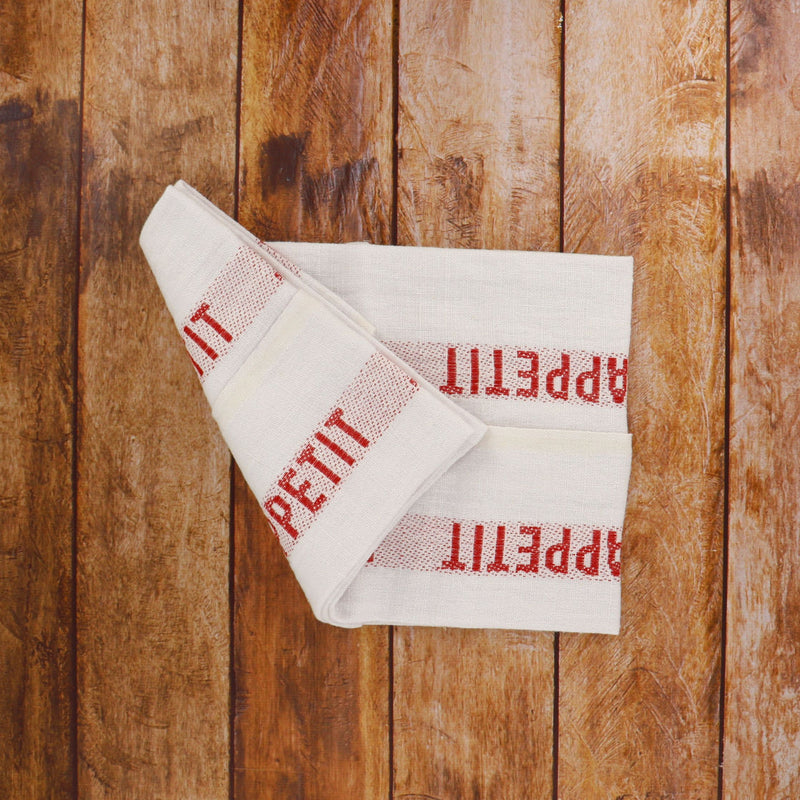Tea Towels BON APPETIT Red 100% linen