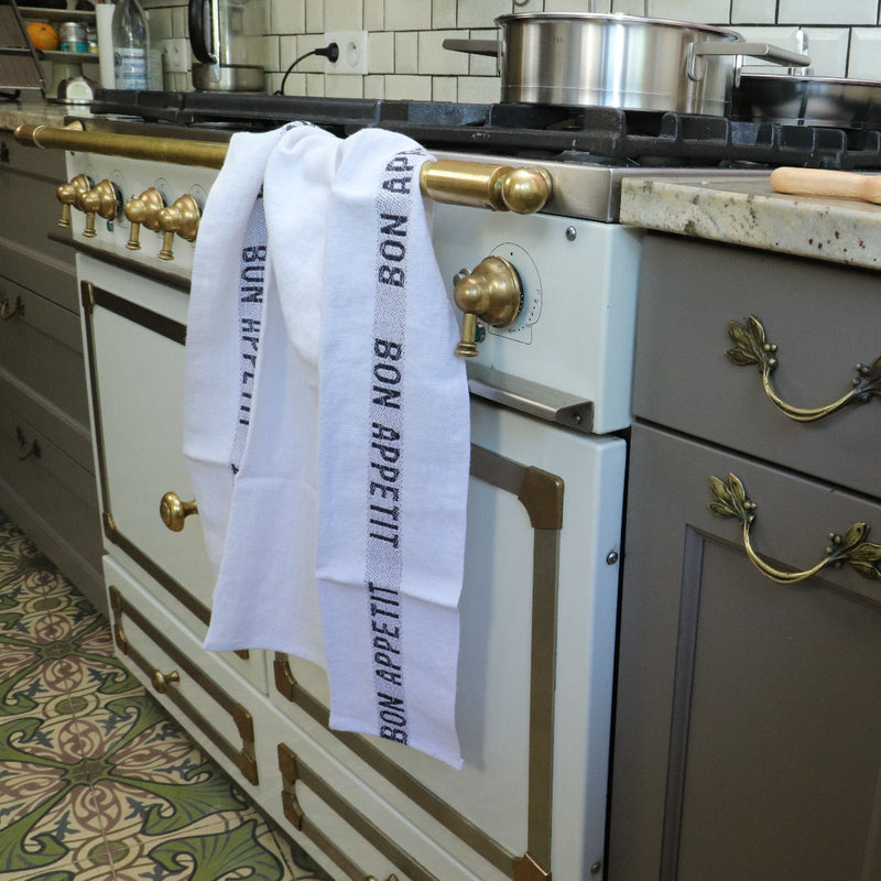 Tea Towels BON APPETIT Black 100% linen