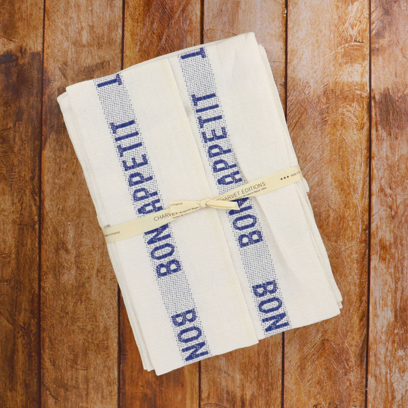 Tea Towels BON APPETIT Blue 100% linen